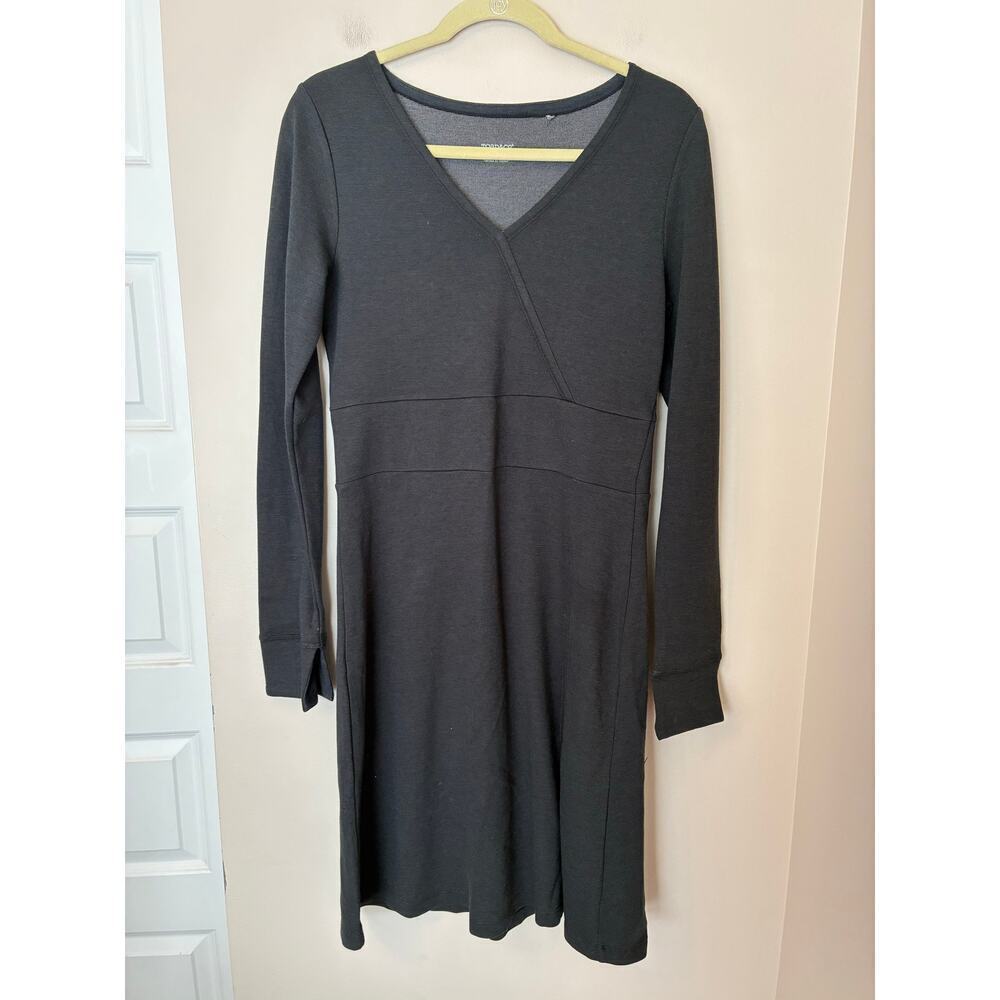 Toad & Co. Finley Faux Wrap Dress Long Sleeve Gray Medium